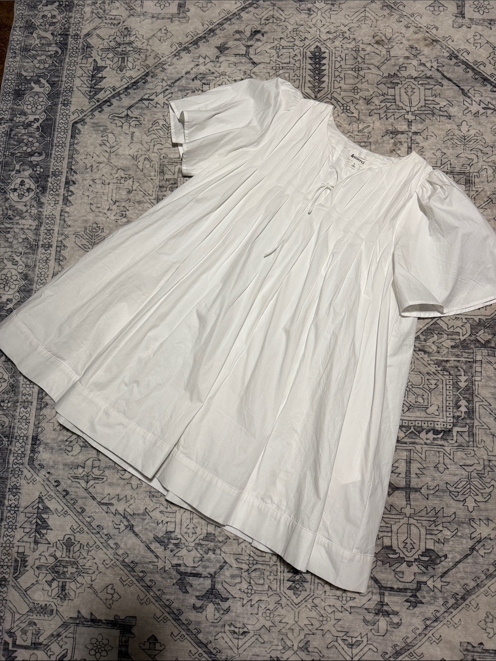 White Pleated Cotton Dress